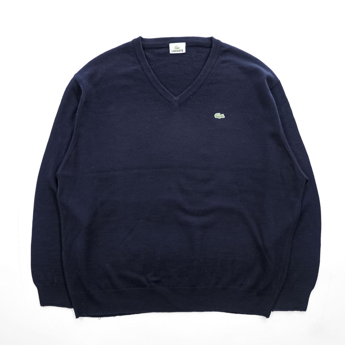 LACOSTE 90年代 ヴィンテージ Vネックニット セーター XL ネイビー ワニロゴ