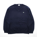 LACOSTE 90年代 ヴィンテージ Vネックニット セーター XL ネイビー ワニロゴ