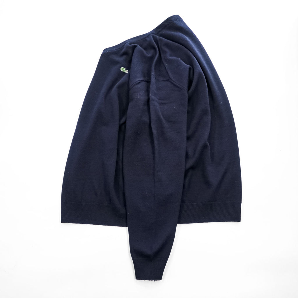 LACOSTE 90年代 ヴィンテージ Vネックニット セーター XL ネイビー ワニロゴ