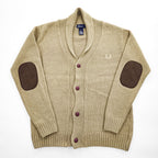 FRED PERRY エルボーパッチ ショールカラー ニット カーディガン L ベージュ ブラウン