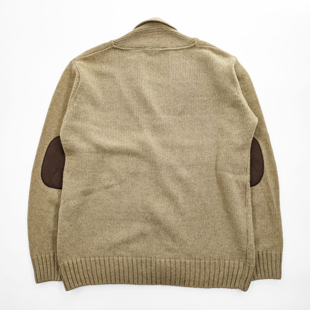 FRED PERRY エルボーパッチ ショールカラー ニット カーディガン L ベージュ ブラウン
