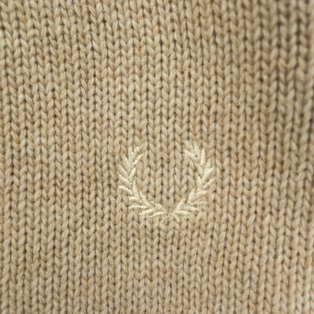 FRED PERRY エルボーパッチ ショールカラー ニット カーディガン L ベージュ ブラウン