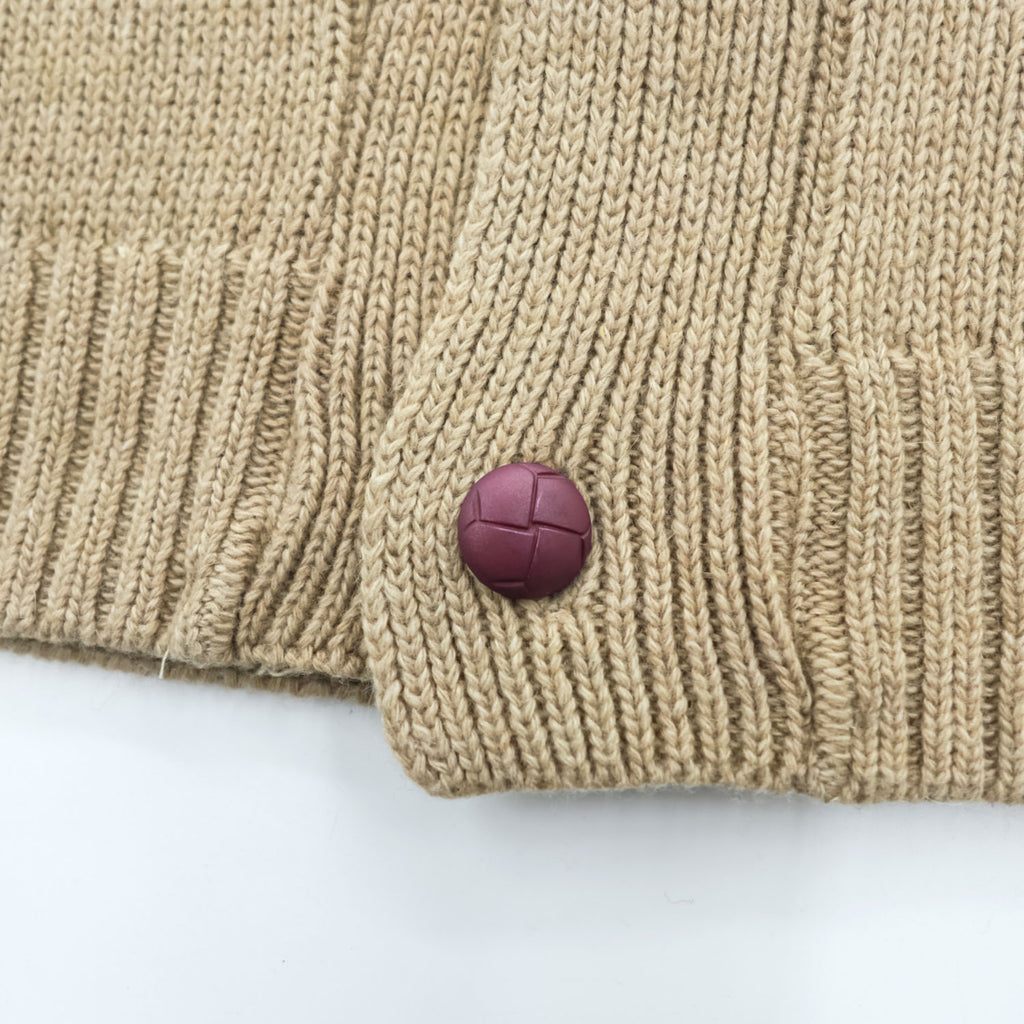 FRED PERRY エルボーパッチ ショールカラー ニット カーディガン L ベージュ ブラウン