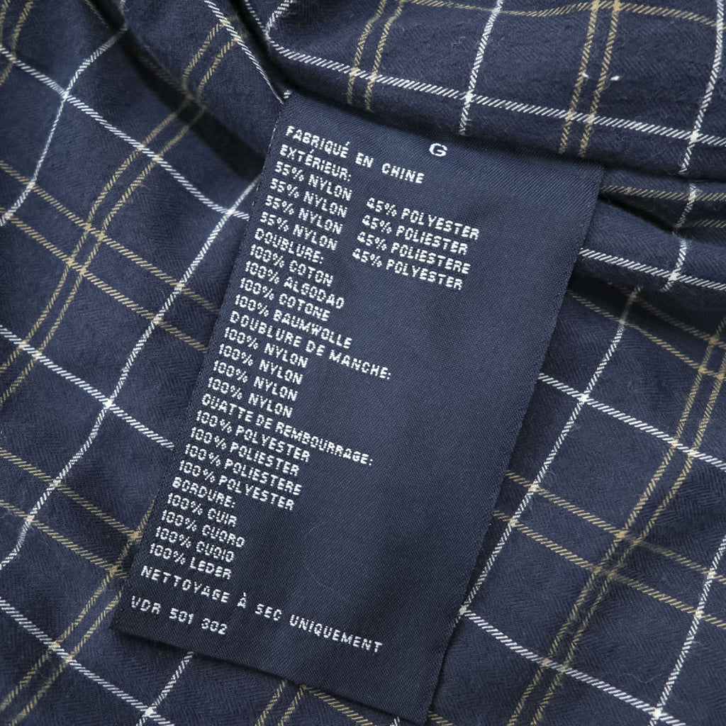 NAUTICA レザー襟 スウィングトップ ハリントンジャケット L ネイビー 中綿 チェック裏地