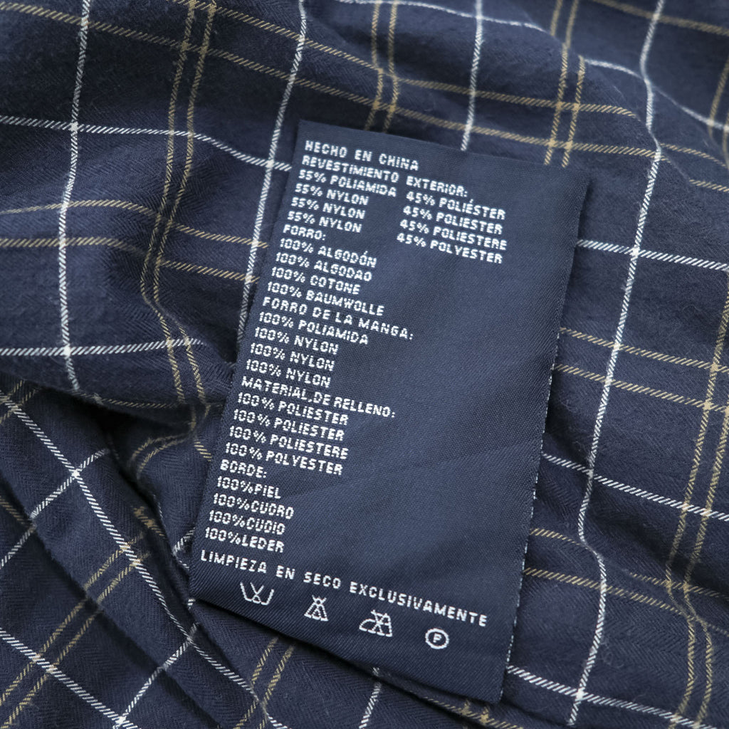 NAUTICA レザー襟 スウィングトップ ハリントンジャケット L ネイビー 中綿 チェック裏地