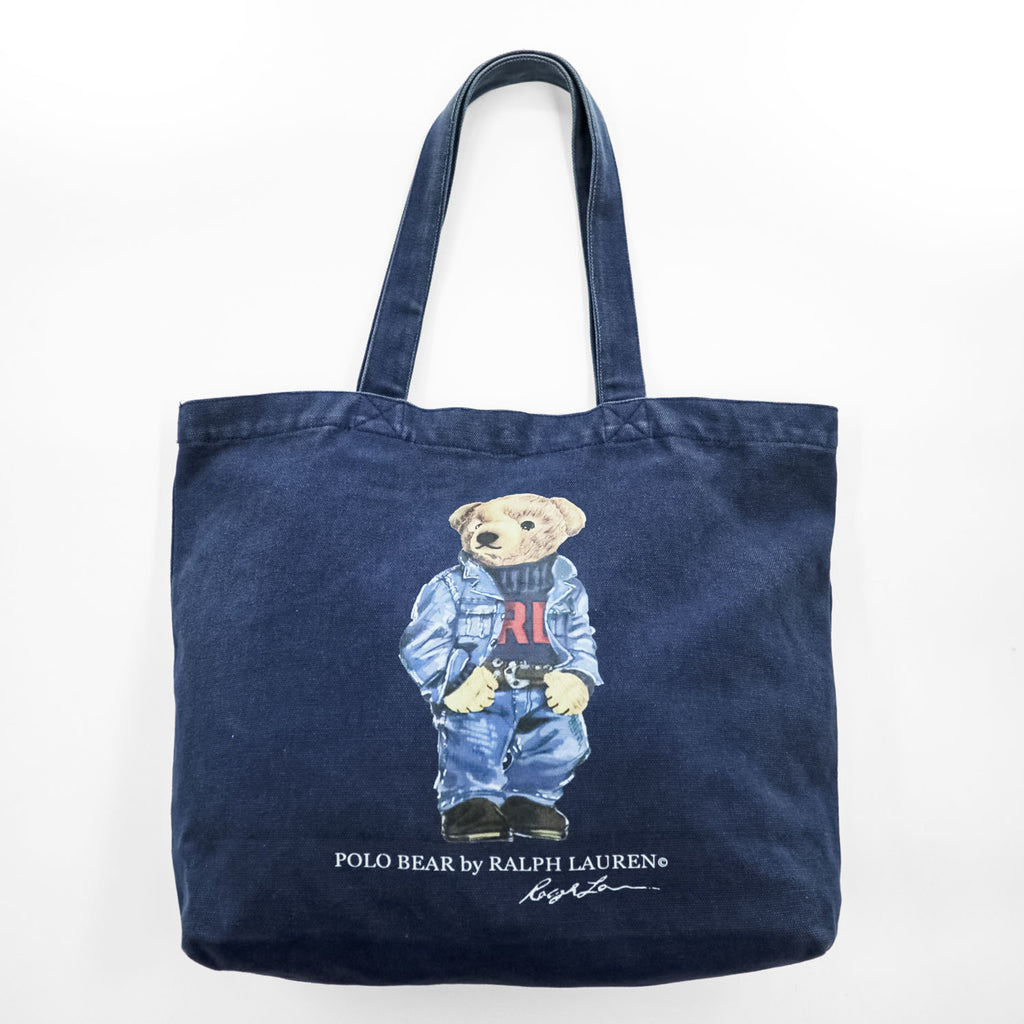 Polo Ralph Lauren ポロベア キャンバス トートバッグ ネイビー スナップボタン 内ポケット