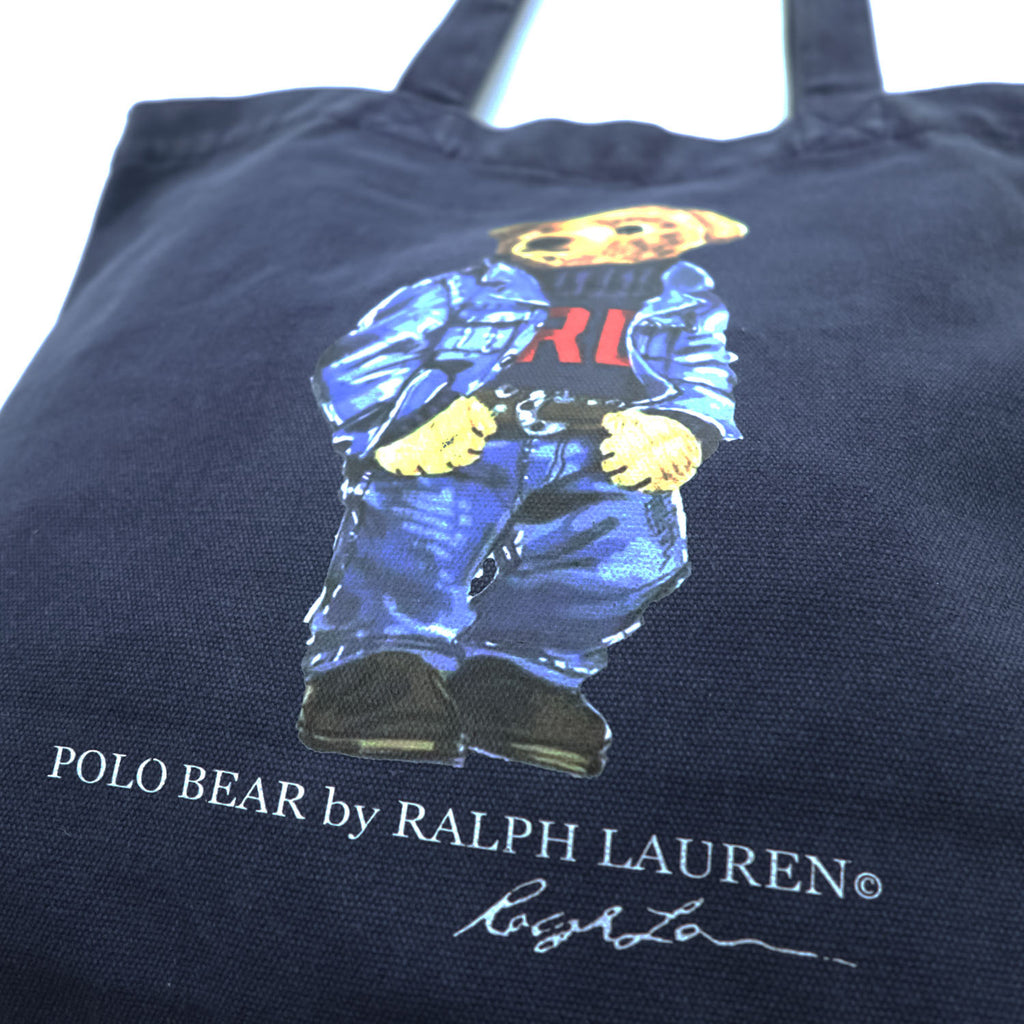 Polo Ralph Lauren ポロベア キャンバス トートバッグ ネイビー スナップボタン 内ポケット