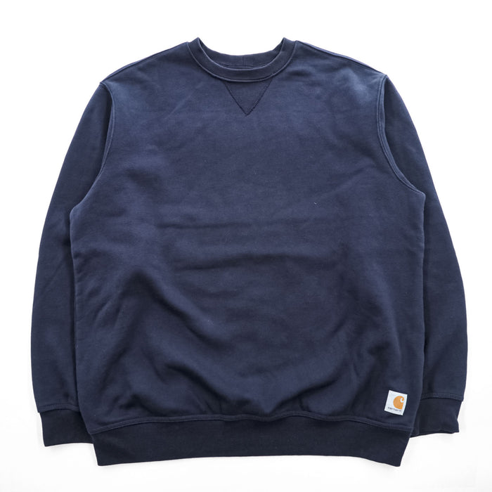 carhartt クルーネック 前V スウェット トレーナー L ネイビー 裏起毛 LOOSE FIT TS0124-M