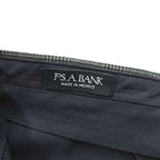 JOS.A.BANK グレンチェック ワイド 2タック スラックス パンツ L グレー プリーツ ダブルカフス サスペンダーボタン