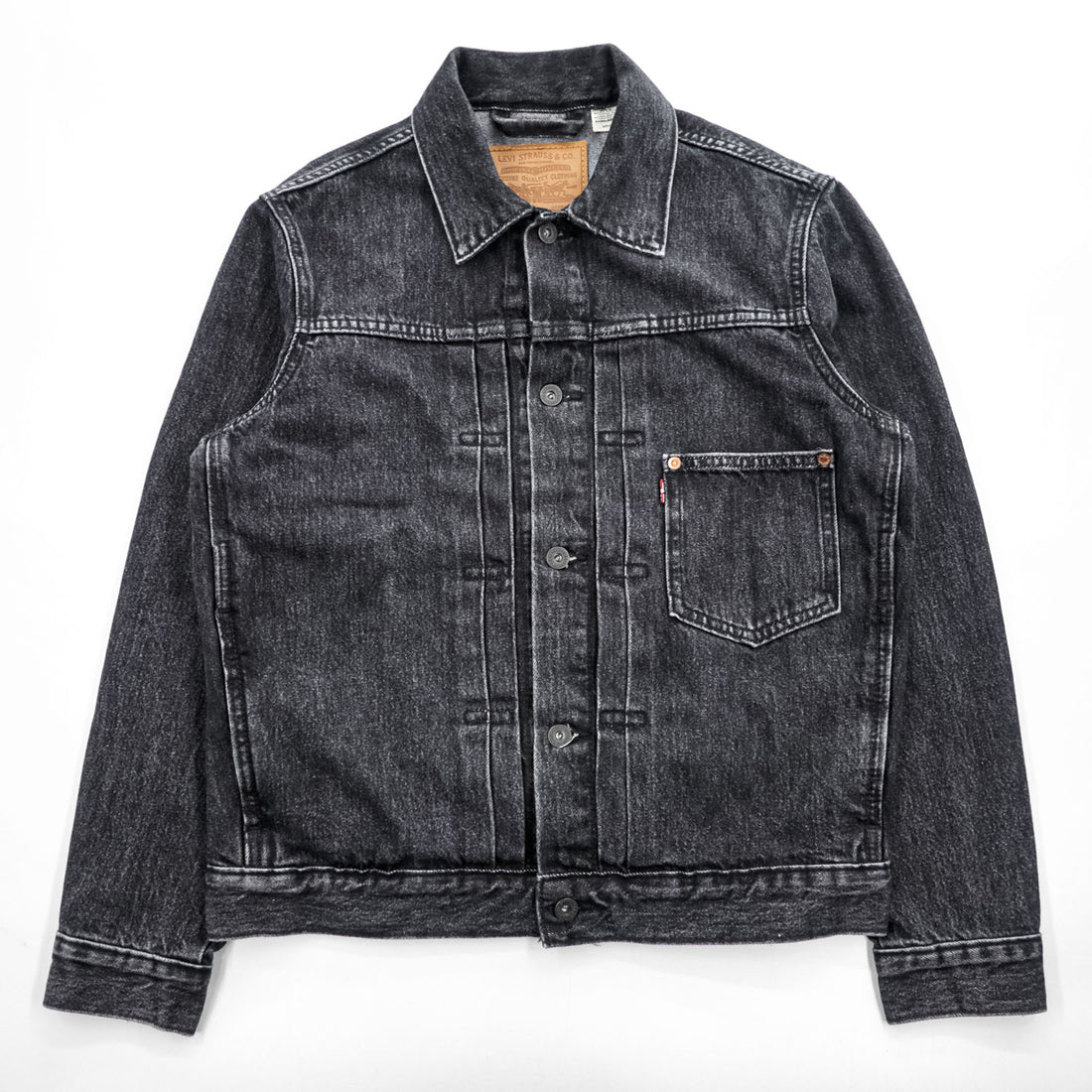 Levi's 大戦モデル 1st タイプ ビッグE デニム トラッカージャケット Gジャン S ブラック TYPE 1 短丈 ビッグサイズ シンチバック ダブルプリーツ PREMIUM A3174-0000