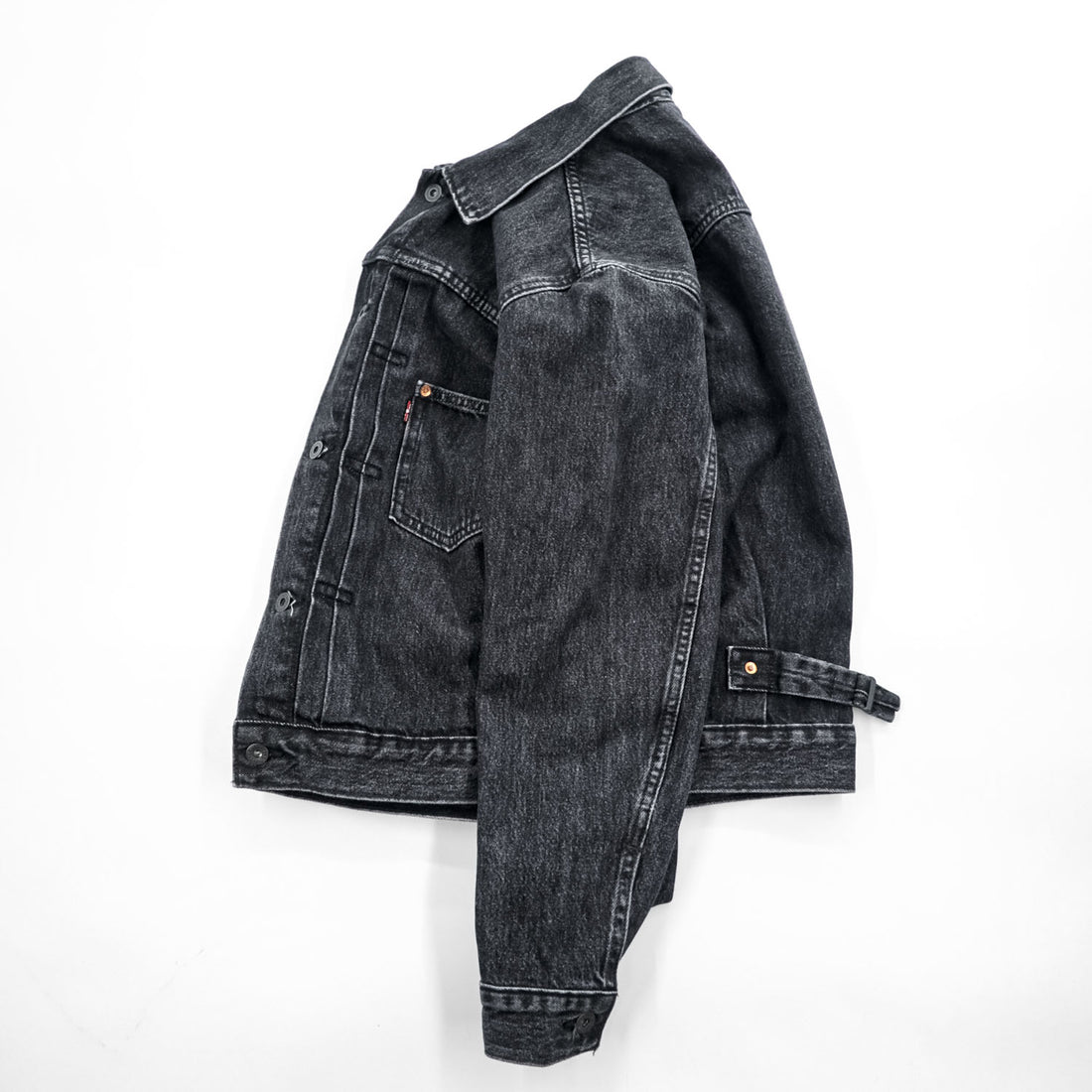 Levi's 大戦モデル 1st タイプ ビッグE デニム トラッカージャケット Gジャン S ブラック TYPE 1 短丈 ビッグサイズ シンチバック ダブルプリーツ PREMIUM A3174-0000