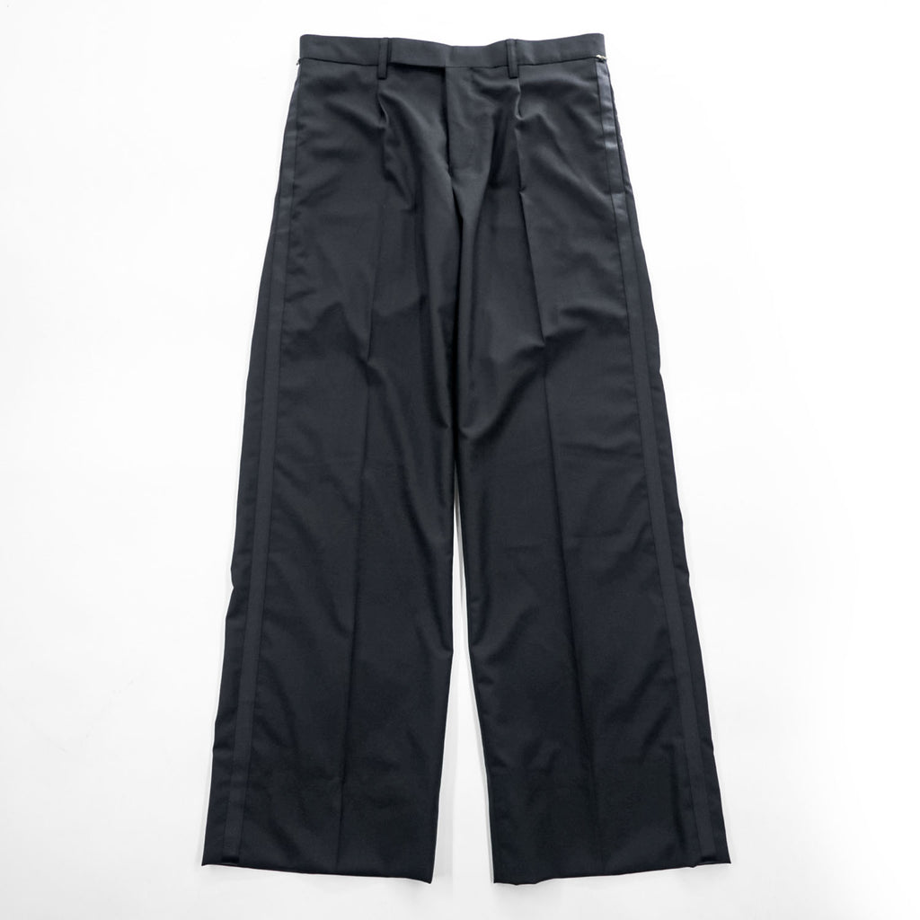THE RERACS 日本製 タキシードパンツ ワイドスラックス S ブラック サイドライン STUDIOUS取扱い