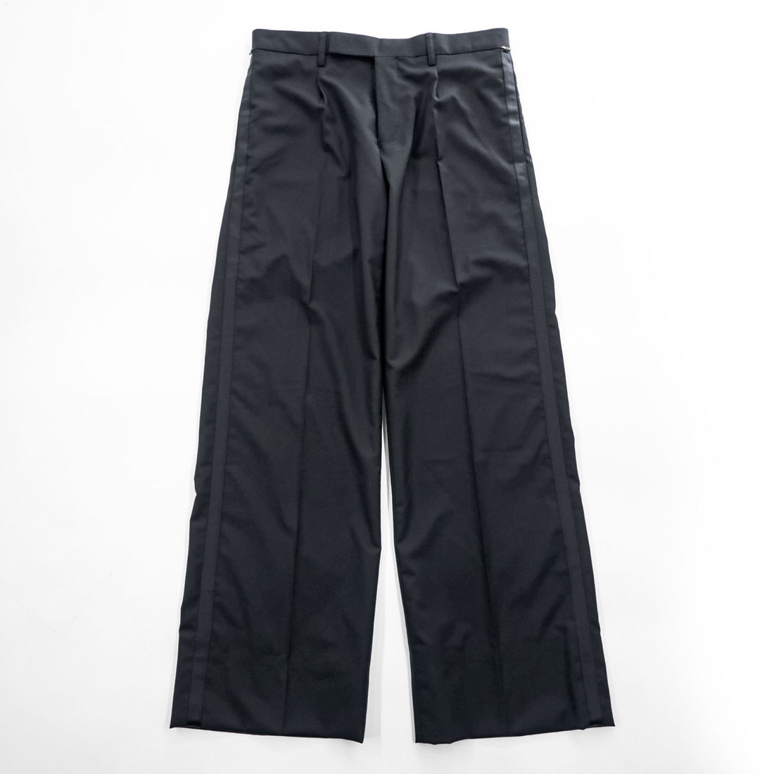 THE RERACS 日本製 タキシードパンツ ワイドスラックス S ブラック サイドライン STUDIOUS取扱い