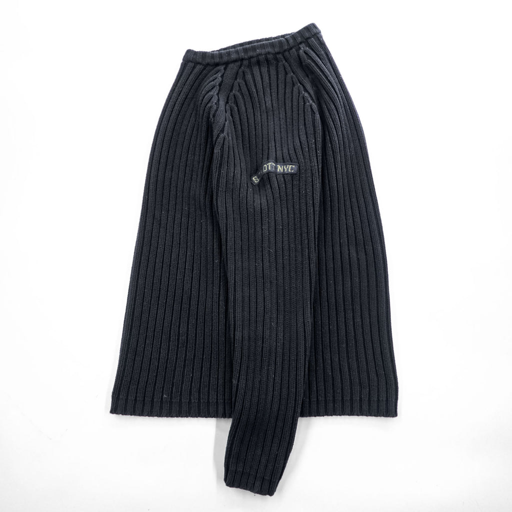Schott NYC コットン リブニット ラグラン セーター M ブラック GANGSTAR 3