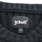 Schott NYC コットン リブニット ラグラン セーター M ブラック GANGSTAR 3