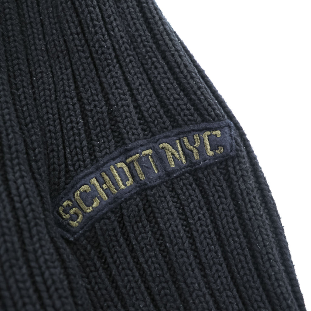 Schott NYC コットン リブニット ラグラン セーター M ブラック GANGSTAR 3