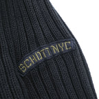 Schott NYC コットン リブニット ラグラン セーター M ブラック GANGSTAR 3