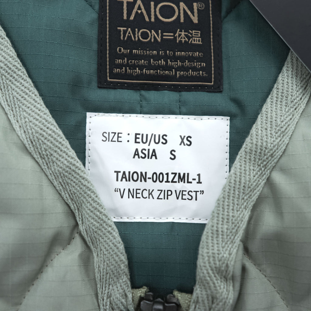 TAION V NECK ZIP VEST Down Vest Dark Sage Green Size S 2024FW