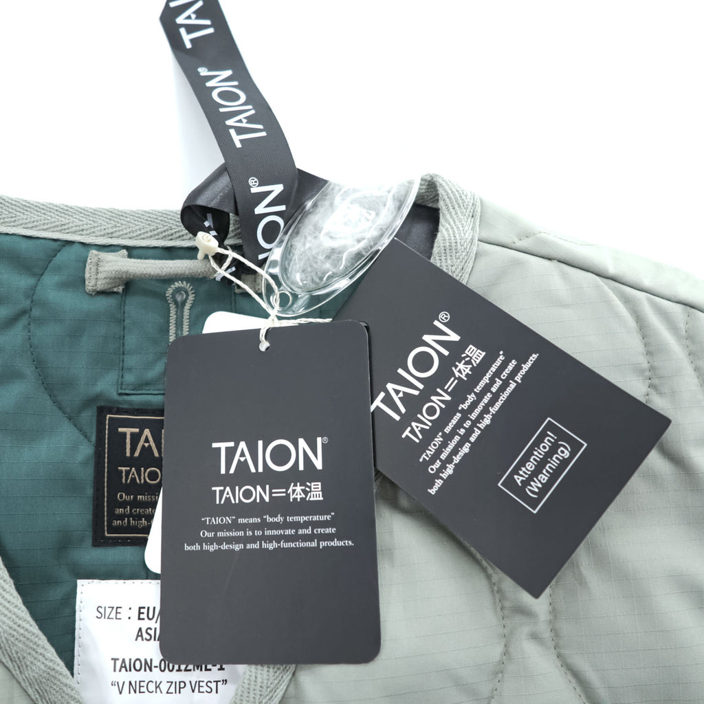 TAION V NECK ZIP VEST Down Vest Dark Sage Green Size S 2024FW