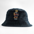 Polo Ralph Lauren Polo Bear Embroidered Cotton Twill Bucket Hat Black S/M 58cm