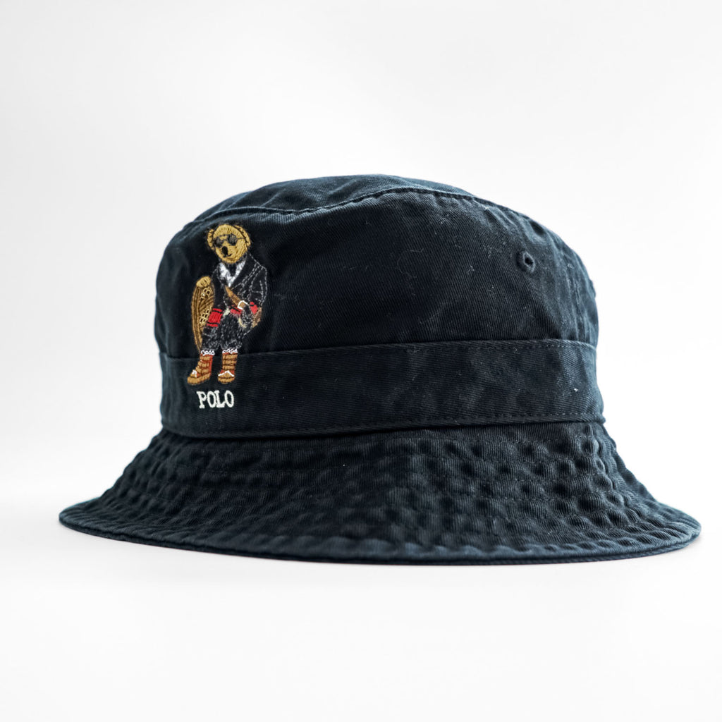 Polo Ralph Lauren Polo Bear Embroidered Cotton Twill Bucket Hat Black S/M 58cm