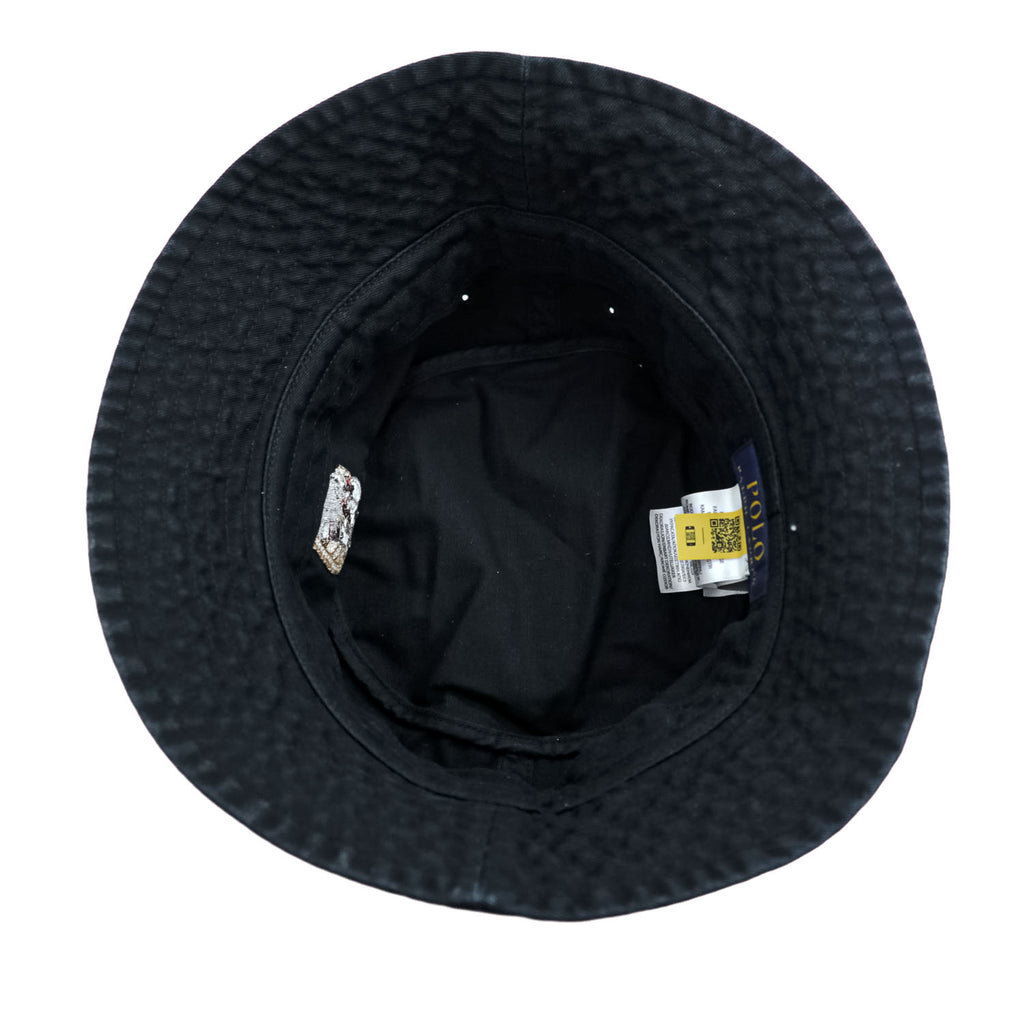 Polo Ralph Lauren Polo Bear Embroidered Cotton Twill Bucket Hat Black S/M 58cm