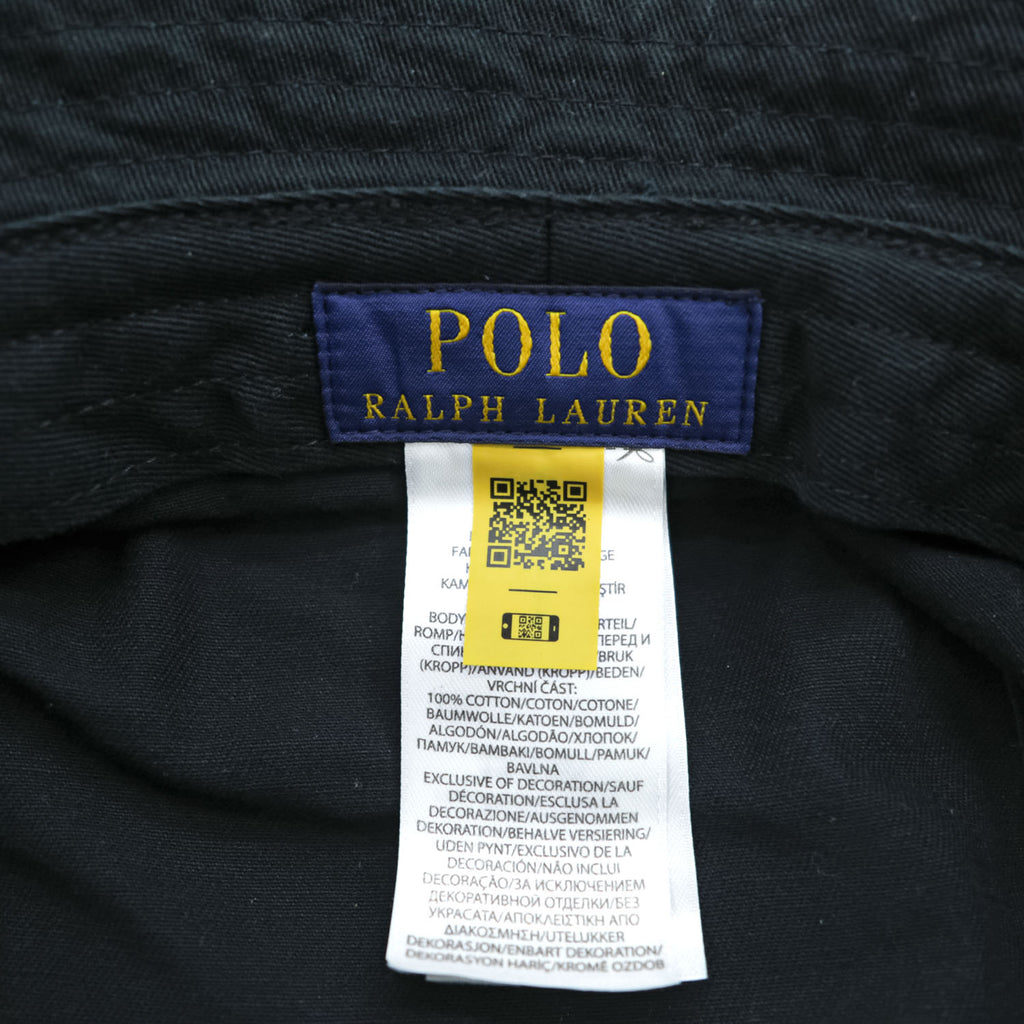 Polo Ralph Lauren Polo Bear Embroidered Cotton Twill Bucket Hat Black S/M 58cm
