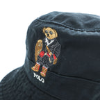 Polo Ralph Lauren Polo Bear Embroidered Cotton Twill Bucket Hat Black S/M 58cm