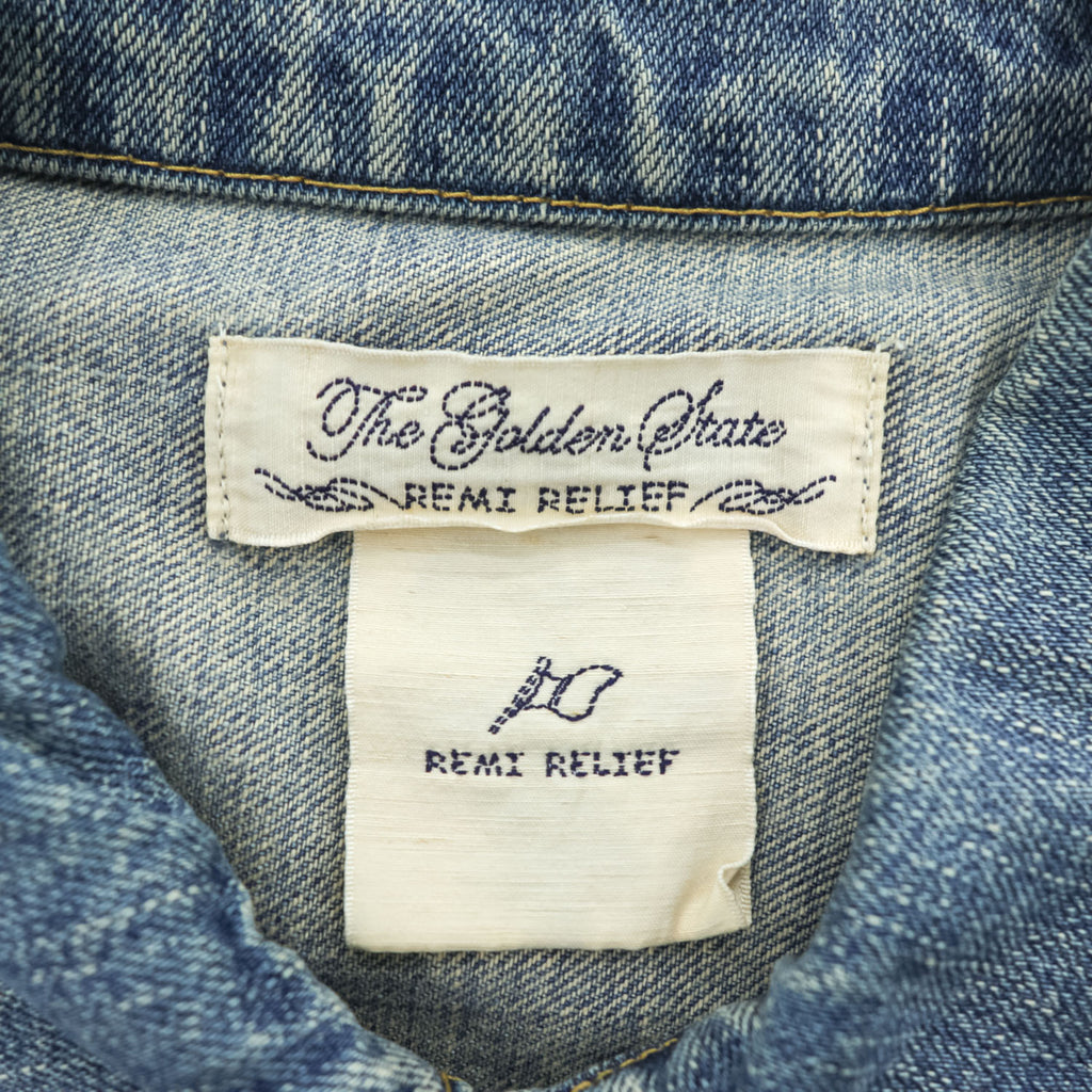 REMI RELIEF ヴィンテージ加工 1stタイプ デニムジャケット Gジャン M シンチバック プリーツ 日本製