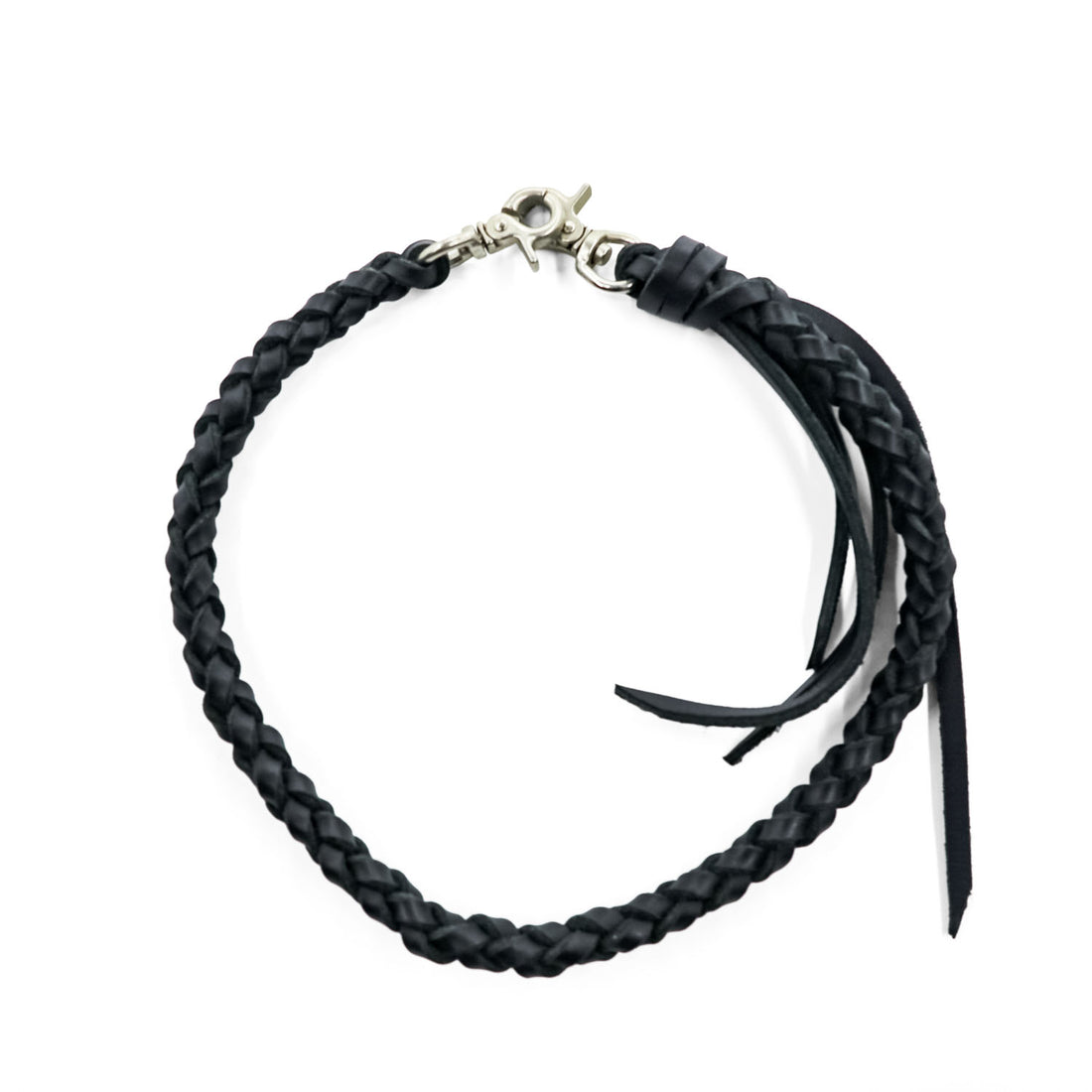 Braided Leather Wallet Chain ブラック ウォレットチェーン 編み込み フリンジ レザー ダブルクリップ