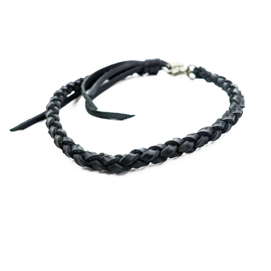 Braided Leather Wallet Chain ブラック ウォレットチェーン 編み込み フリンジ レザー ダブルクリップ