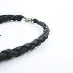 Braided Leather Wallet Chain ブラック ウォレットチェーン 編み込み フリンジ レザー ダブルクリップ