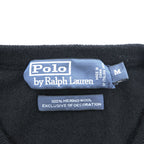 Polo Ralph Lauren 90年代 ヴィンテージ Vネック ニットベスト M ブラック ポニー刺繍 MERINO WOOL