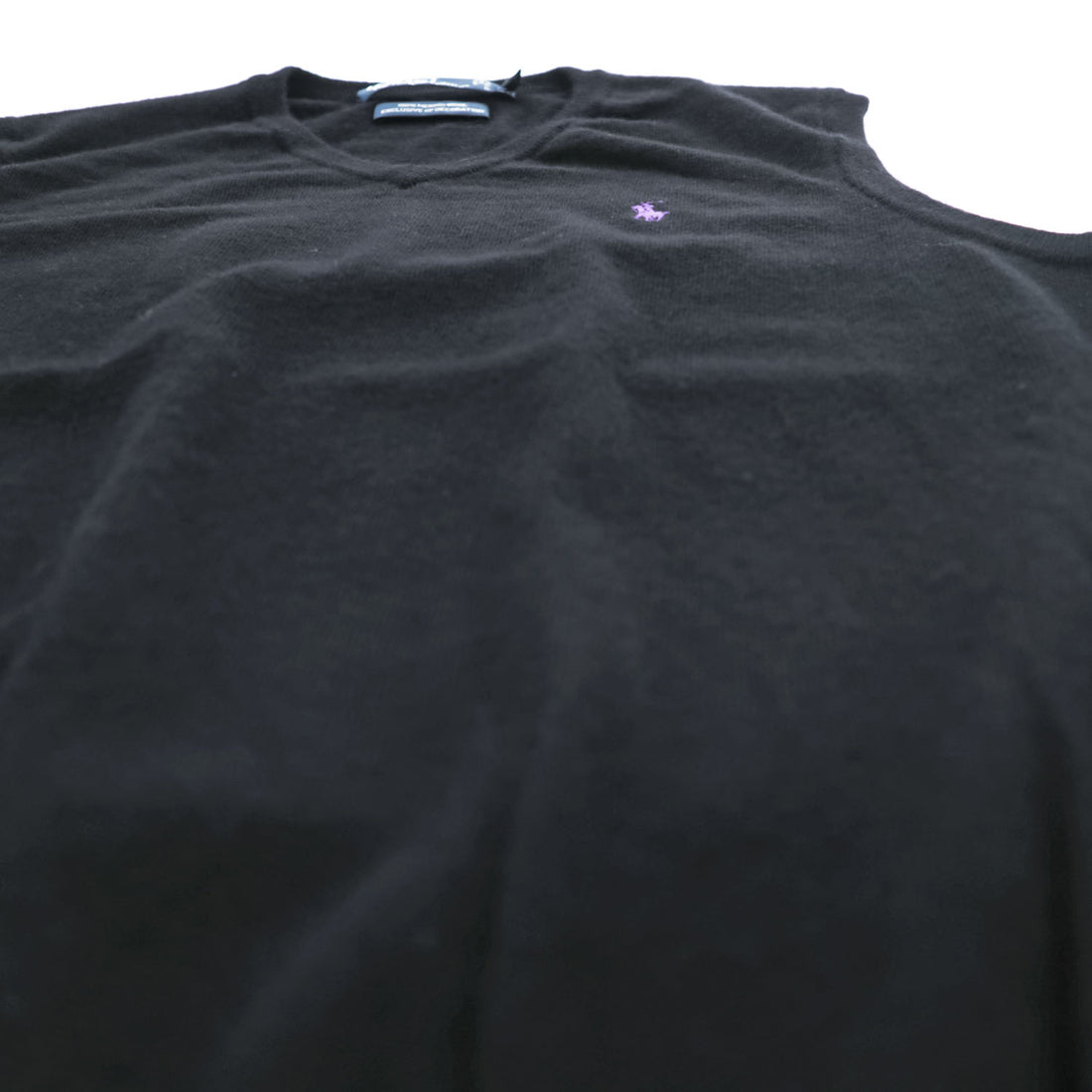 Polo Ralph Lauren 90年代 ヴィンテージ Vネック ニットベスト M ブラック ポニー刺繍 MERINO WOOL