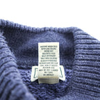 L.L.Bean ケーブル編み ニット セーター XL ブルー ネイビー ビッグサイズ ボーダー モックネック ハーフボタン くるみボタン