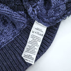 L.L.Bean ケーブル編み ニット セーター XL ブルー ネイビー ビッグサイズ ボーダー モックネック ハーフボタン くるみボタン