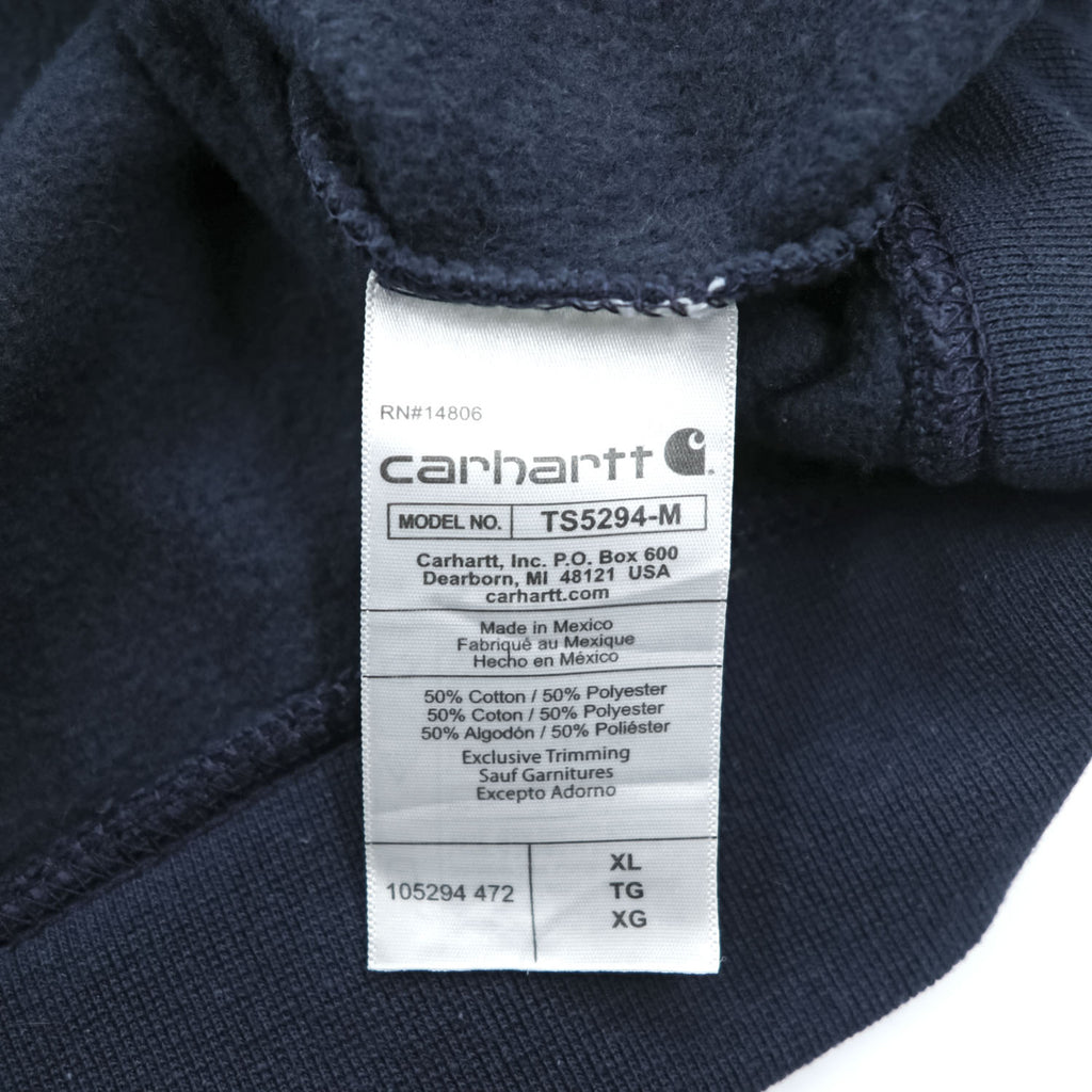 carhartt ハーフジップ スウェット トレーナー XL ネイビー 裏起毛 ビッグサイズ LOOSE FIT TS5294-M