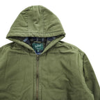 Woolrich ダック地 フーデッド ワークジャケット XL キャンバス 中綿 パーカー 裏地チェック GREEN LABEL 1716855