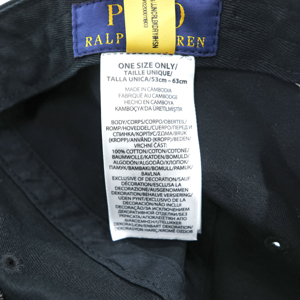 Polo Ralph Lauren 刺繍 コットンツイル キャップ ONE アジャスターベルト ブラック 犬