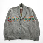 PENDLETON 70年代 ヴィンテージ ショールカラー ニットカーディガン M グレー 白タグ ネイティブ柄