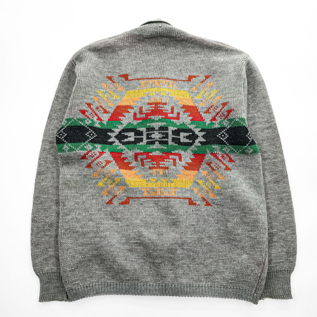 PENDLETON 70年代 ヴィンテージ ショールカラー ニットカーディガン M グレー 白タグ ネイティブ柄