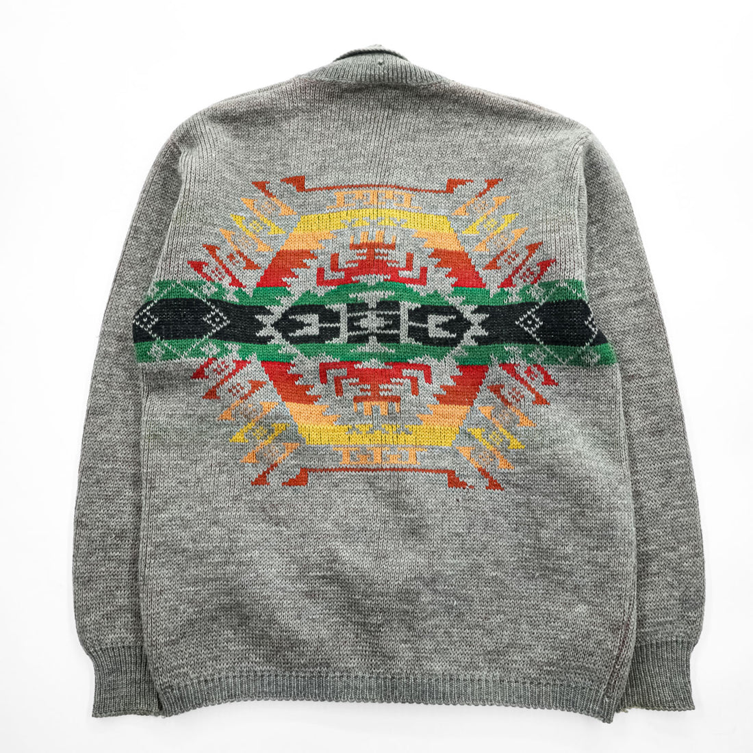 PENDLETON 70年代 ヴィンテージ ショールカラー ニットカーディガン M グレー 白タグ ネイティブ柄