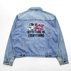 BIG DOGS 90年代 ヴィンテージ デニムジャケット Gジャン M バッグロゴ 刺繍 BAD DOG ATTITUDE IS EVERYTHING 短丈