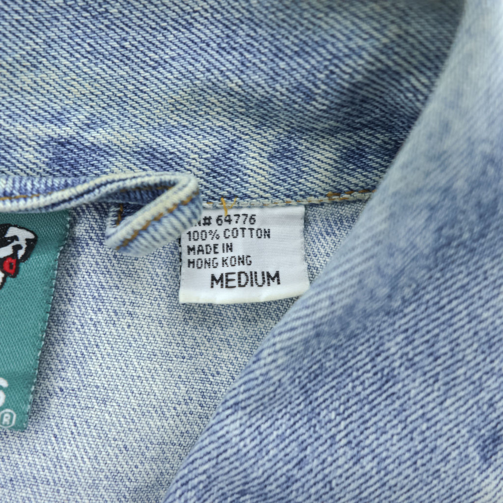BIG DOGS 90年代 ヴィンテージ デニムジャケット Gジャン M バッグロゴ 刺繍 BAD DOG ATTITUDE IS EVERYTHING 短丈