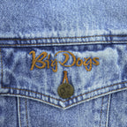 BIG DOGS 90年代 ヴィンテージ デニムジャケット Gジャン M バッグロゴ 刺繍 BAD DOG ATTITUDE IS EVERYTHING 短丈