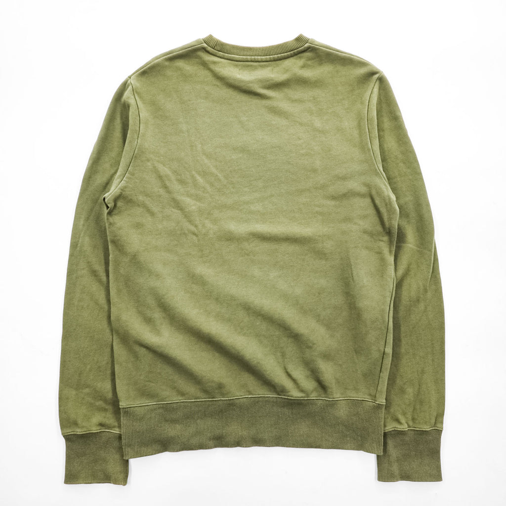 FRED PERRY M2644 Logo Crew Neck Sweatshirt Olive Size S Embroidered Logo