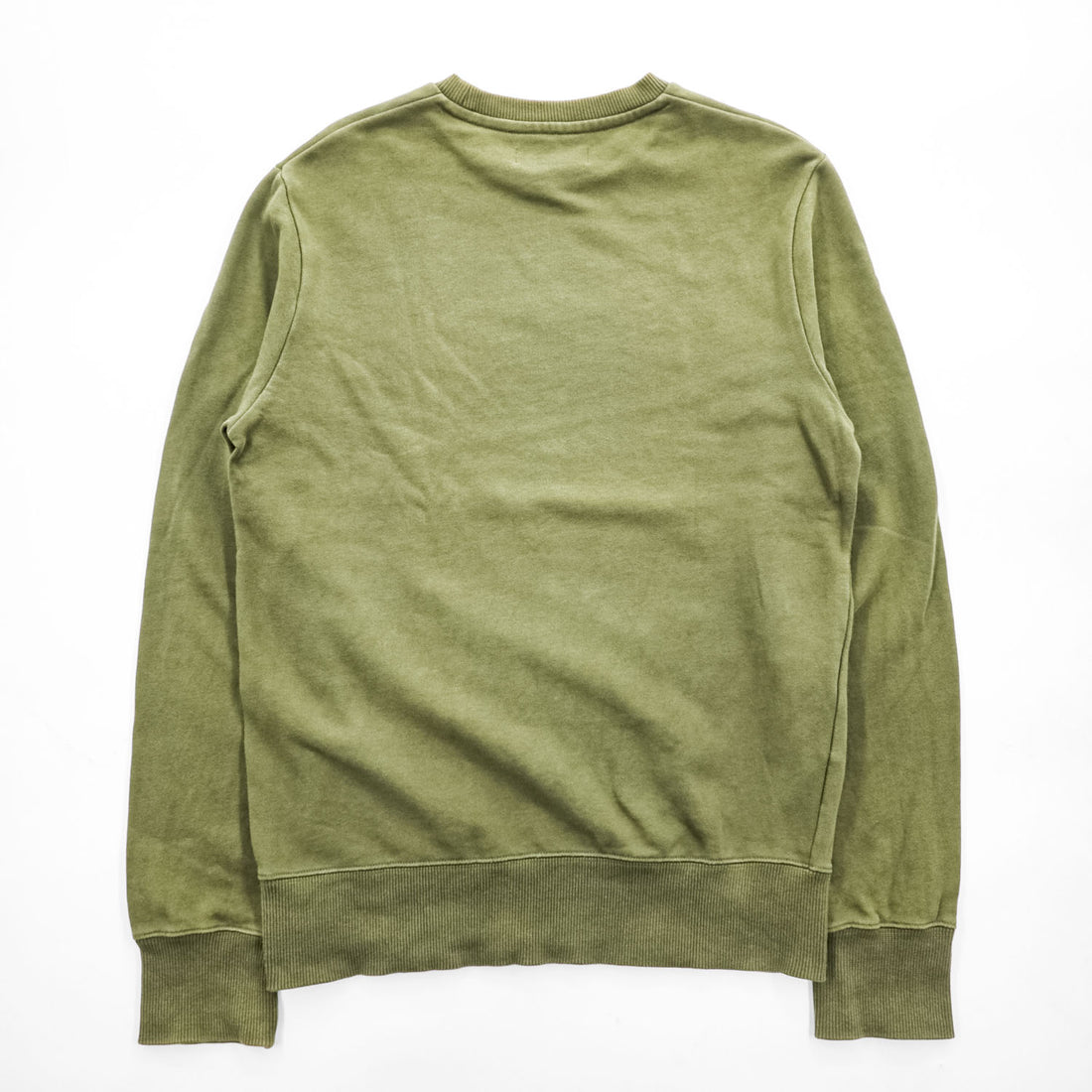 FRED PERRY M2644 Logo Crew Neck Sweatshirt Olive Size S Embroidered Logo
