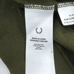FRED PERRY M2644 Logo Crew Neck Sweatshirt Olive Size S Embroidered Logo