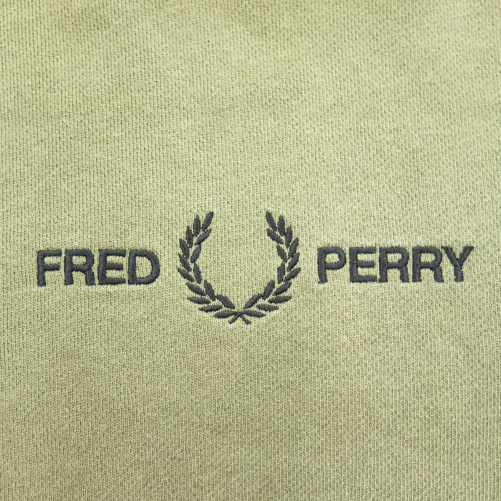 FRED PERRY M2644 Logo Crew Neck Sweatshirt Olive Size S Embroidered Logo