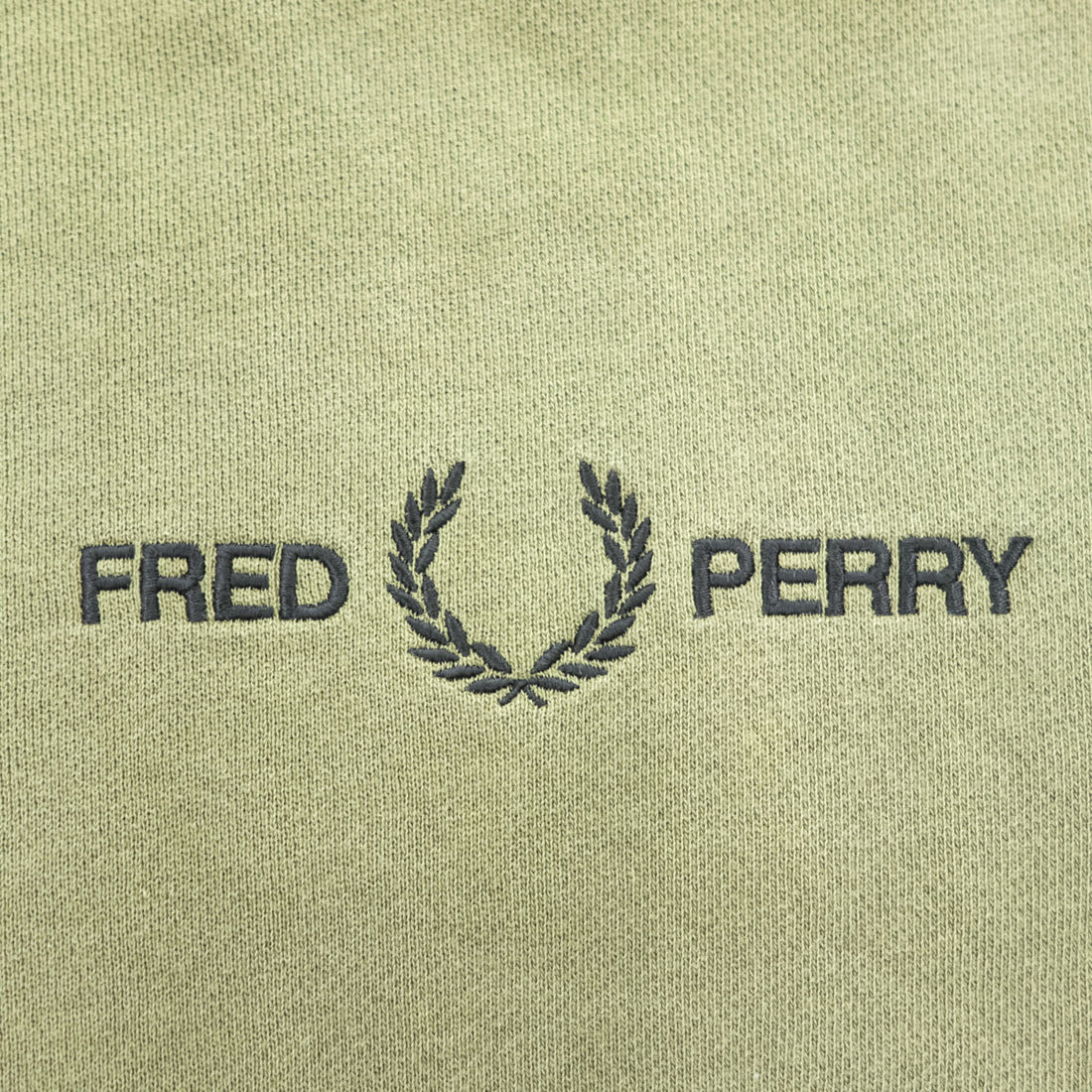 FRED PERRY M2644 Logo Crew Neck Sweatshirt Olive Size S Embroidered Logo